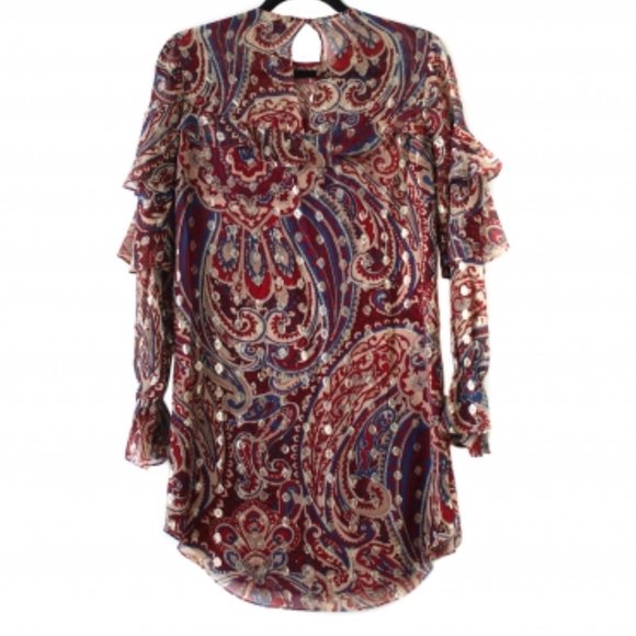 Haute Hippie Long sleeve paisley print tunic - Picture 2 of 2